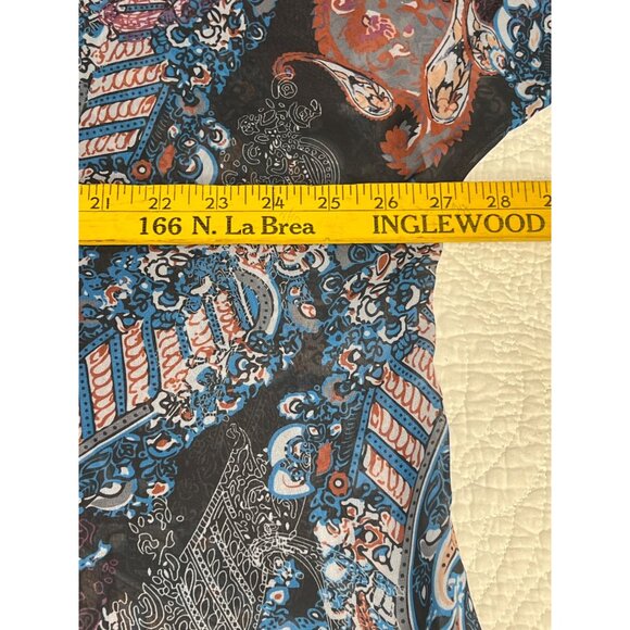 Sheer Paisley Open-Front Kimono Cardigan XXL Lightweight Boho Purple Blue Black - Picture 8 of 15